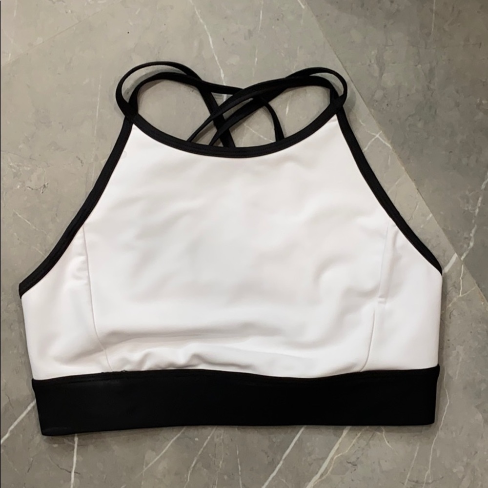 White & Black SoulCycle Sports Bra: Size Small